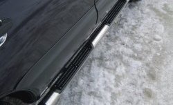 18 799 р. Защита порогов Russtal из трубы d76 мм с пластиковыми вставками для ног  Mitsubishi Pajero Sport  2 PB (2008-2013) (Защита порогов с со скосами на торцах (вариант 1))  с доставкой в г. Калуга. Увеличить фотографию 2