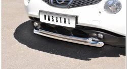 16 699 р. Защита переднего бампера (2 трубыØ63 и 42 мм, нержавейка) Russtal  Nissan Juke  1 YF15 (2010-2014)  с доставкой в г. Калуга. Увеличить фотографию 1