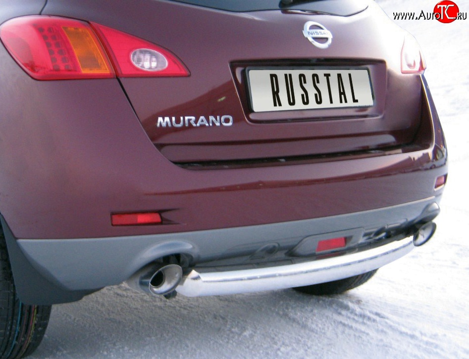 15 649 р. Защита заднего бампера (Ø76 мм, нержавейка) Russtal  Nissan Murano  2 Z51 (2008-2011)  с доставкой в г. Калуга