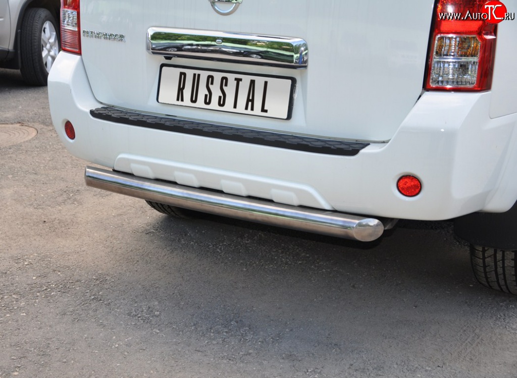 15 399 р. Защита заднего бампера (Ø76 мм, нержавейка) Russtal  Nissan Pathfinder  R51 (2009-2014)  с доставкой в г. Калуга
