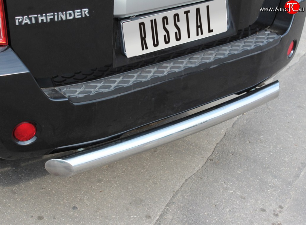 15 399 р. Защита заднего бампера (Ø76 мм, нержавейка) Russtal  Nissan Pathfinder  3 R51 (2004-2010)  с доставкой в г. Калуга