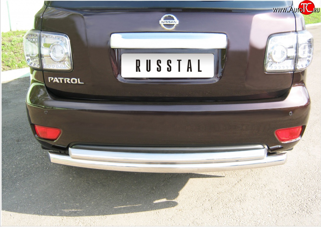 20 599 р. Защита заднего бампера (Ø76 мм, нержавейка) Russtal  Nissan Patrol  6 (2010-2014)  с доставкой в г. Калуга