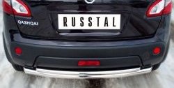 15 649 р. Защита заднего бампера (Ø63 и 42 мм, нержавейка) Russtal  Nissan Qashqai  1 (2010-2013) (полированная нержавейка)  с доставкой в г. Калуга. Увеличить фотографию 1