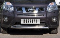19 799 р. Защита переднего бампера (2 трубыØ76 и 42 мм, нержавейка) Russtal  Nissan X-trail  2 T31 (2010-2015)  с доставкой в г. Калуга. Увеличить фотографию 1