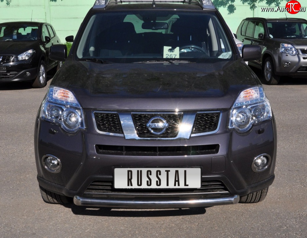 9 699 р. Одинарная защита переднего бампера Russtal диаметром 63 мм Nissan X-trail 2 T31 рестайлинг (2010-2015)  с доставкой в г. Калуга