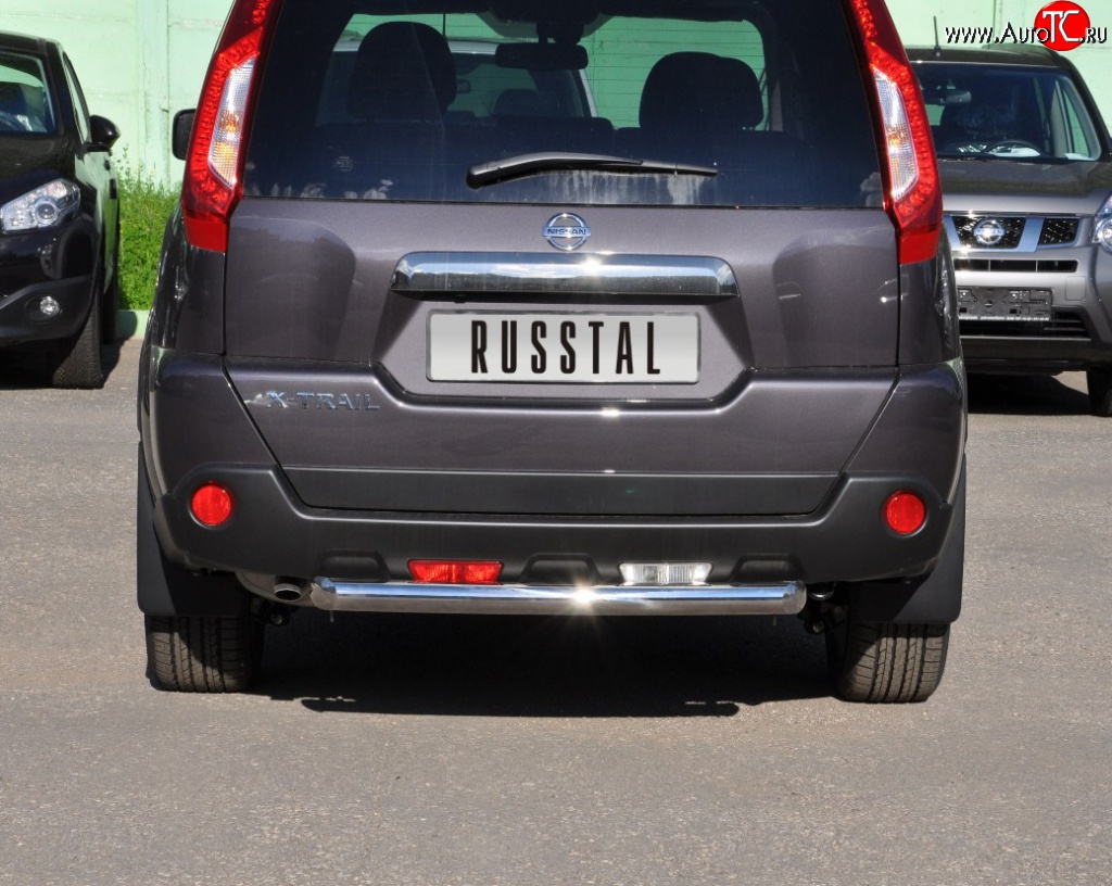 8 799 р. Защита заднего бампера (Ø63 мм, нержавейка) Russtal Nissan X-trail 2 T31 рестайлинг (2010-2015)  с доставкой в г. Калуга