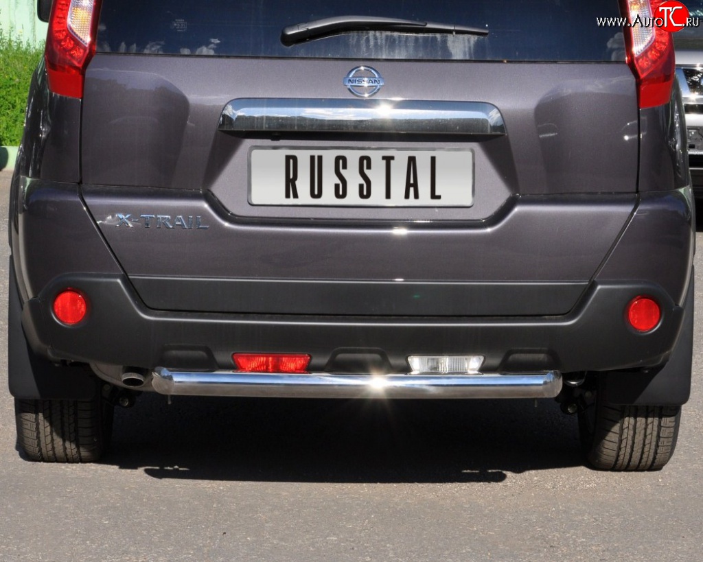 8 799 р. Защита заднего бампера (Ø76 мм, нержавейка) Russtal Nissan X-trail 2 T31 рестайлинг (2010-2015)  с доставкой в г. Калуга