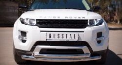 23 649 р. Защита переднего бампера (2 трубыØ76 и 42 мм, нержавейка) Russtal  Land Rover Range Rover Evoque  1 L538 (2011-2015)  с доставкой в г. Калуга. Увеличить фотографию 1