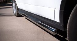 21 749 р. Защита порогов с пластиковыми вставками для ног Russtal из круглой трубы с закругленными торцами диаметром 76 мм (Dynamic)  Land Rover Range Rover Evoque  1 L538 (2011-2015)  с доставкой в г. Калуга. Увеличить фотографию 1