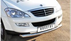 10 949 р. Защита переднего бампера (2 трубыØ63 и 42 мм, нержавейка) Russtal SSANGYONG Kyron дорестайлинг (2005-2007)  с доставкой в г. Калуга. Увеличить фотографию 2