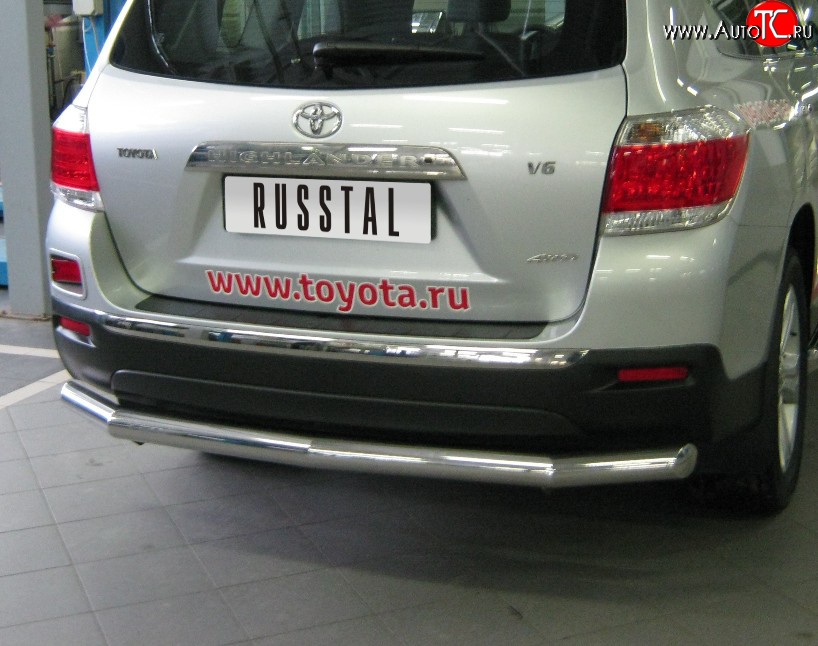 15 999 р. Защита заднего бампера (Ø76 мм, нержавейка) Russtal  Toyota Highlander  XU40 (2010-2013)  с доставкой в г. Калуга