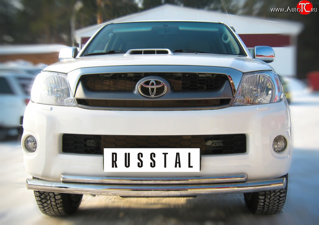 14 999 р. Защита переднего бампера (2 трубыØ63 и 42 мм, нержавейка) Russtal  Toyota Hilux  AN10,AN20 (2008-2011)  с доставкой в г. Калуга