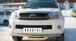 Одинарная защита переднего бампера Russtal диаметром 63 мм Toyota Hilux AN10,AN20 1-ый рестайлинг (2008-2011)