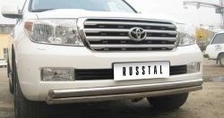 18 799 р. Защита переднего бампера (2 трубыØ63 мм, нержавейка) Russtal  Toyota Land Cruiser  200 (2007-2012)  с доставкой в г. Калуга. Увеличить фотографию 1