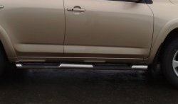 19 799 р. Защита порогов Russtal из трубы d76 мм с пластиковыми вставками для ног  Toyota RAV4  XA30 (2003-2010) (Защита порогов с со скосами на торцах (вариант 1))  с доставкой в г. Калуга. Увеличить фотографию 1