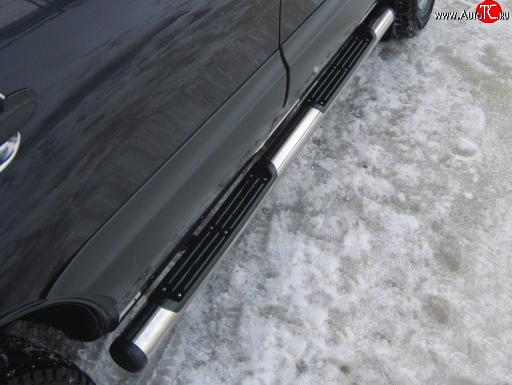 19 799 р. Защита порогов Russtal из трубы d76 мм с пластиковыми вставками для ног  Toyota RAV4  XA305 (2005-2009) (Защита порогов с со скосами на торцах (вариант 1))  с доставкой в г. Калуга