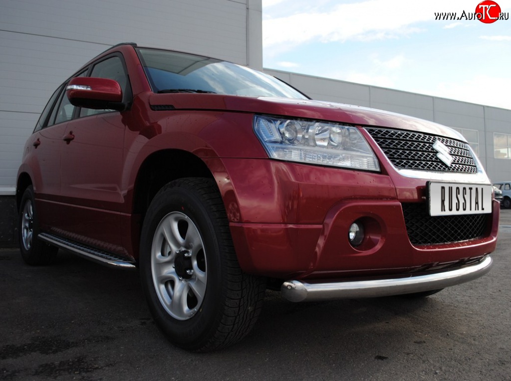 16 999 р. Одинарная защита переднего бампера Russtal  Suzuki Grand Vitara  JT 5 дверей (2005-2008)  с доставкой в г. Калуга