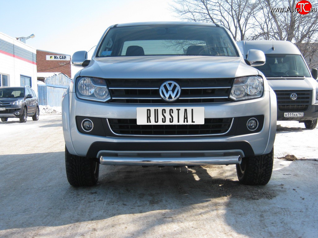 11 099 р. Одинарная защита переднего бампера Russtal диаметром 76 мм Volkswagen Amarok дорестайлинг (2009-2016)  с доставкой в г. Калуга