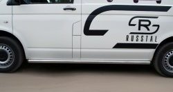 9 899 р. Правая защита порога Russtal из круглой трубы диаметром 63 мм с заглушкой  Volkswagen Transporter  T5 (2003-2009)  с доставкой в г. Калуга. Увеличить фотографию 3