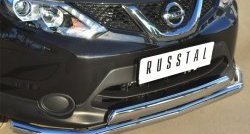 18 799 р. Защита переднего бампера (2 трубыØ75х42 и 63 мм, нержавейка) Russtal  Nissan Qashqai  2 (2013-2019)  с доставкой в г. Калуга. Увеличить фотографию 2