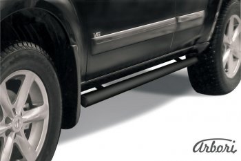 Защита штатных порогов Arbori (черная, d76 mm). Nissan Pathfinder R51 рестайлинг (2009-2014)