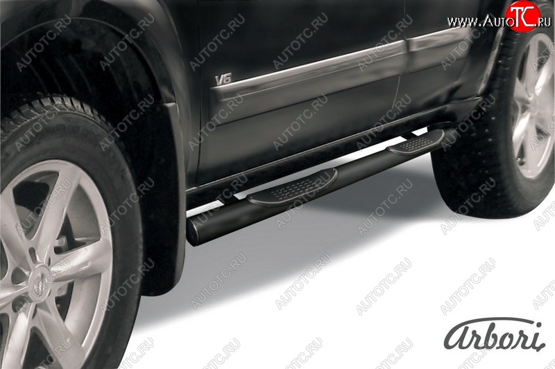 7 703 р. Защита штатных порогов Arbori (с проступью, черная, d76 mm).  Nissan Pathfinder  R51 (2009-2014)  с доставкой в г. Калуга