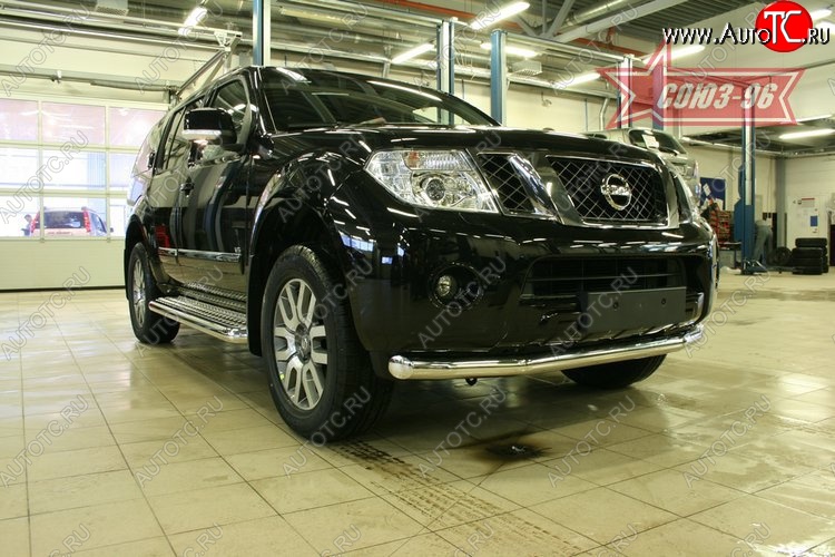 17 639 р. Защита переднего бампера одинарная Souz-96 (d76) Nissan Pathfinder R51 рестайлинг (2009-2014)  с доставкой в г. Калуга