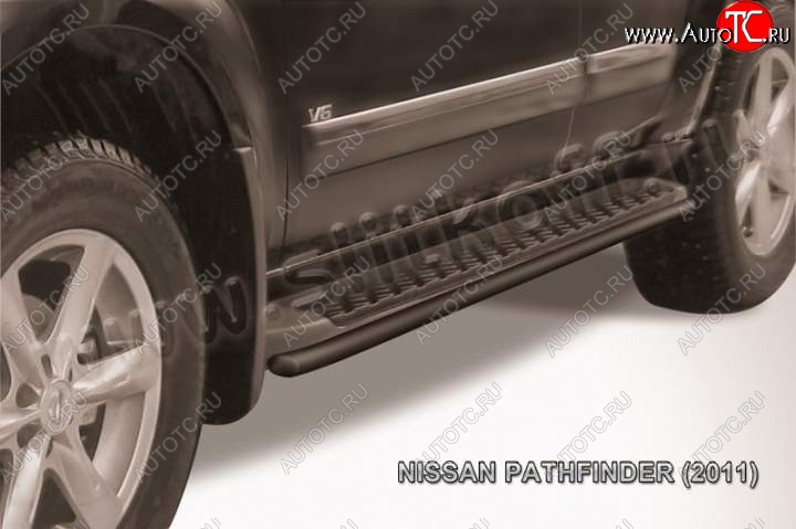 5 999 р. Защита штатного порога d42 Slitkoff  Nissan Pathfinder  R51 (2009-2014) (Цвет: серебристый)  с доставкой в г. Калуга
