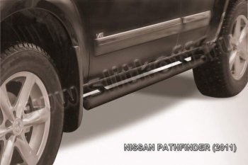 8 349 р. Защита порогов Slitkoff  Nissan Pathfinder  R51 (2009-2014) (Цвет: серебристый)  с доставкой в г. Калуга. Увеличить фотографию 2
