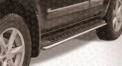 8 599 р. Защита штатных порогов из круглой трубы диаметром 42 мм Slitkoff  Nissan Pathfinder  3 R51 (2007-2016) (Нержавейка, Полированная)  с доставкой в г. Калуга. Увеличить фотографию 1