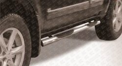 13 949 р. Защита порогов из трубы d76 мм с пластиковыми вставками для ног Slitkoff  Nissan Pathfinder  R51 (2009-2014) (Нержавейка, Полированная)  с доставкой в г. Калуга. Увеличить фотографию 1