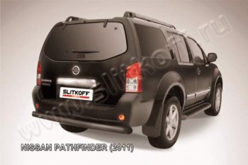 7 449 р. Защита задняя Slitkoff  Nissan Pathfinder  R51 (2009-2014) (Цвет: серебристый)  с доставкой в г. Калуга. Увеличить фотографию 1
