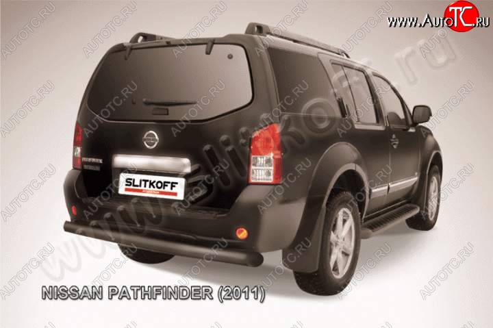 7 449 р. Защита задняя Slitkoff  Nissan Pathfinder  R51 (2009-2014) (Цвет: серебристый)  с доставкой в г. Калуга