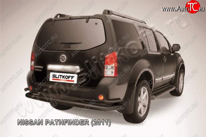8 899 р. Защита задняя Slitkoff  Nissan Pathfinder  R51 (2009-2014) (Цвет: серебристый)  с доставкой в г. Калуга