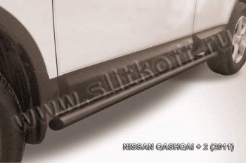 8 549 р. Защита порогов Slitkoff Nissan Qashqai +2 1 J10 рестайлинг (2010-2014) (Цвет: серебристый)  с доставкой в г. Калуга. Увеличить фотографию 1