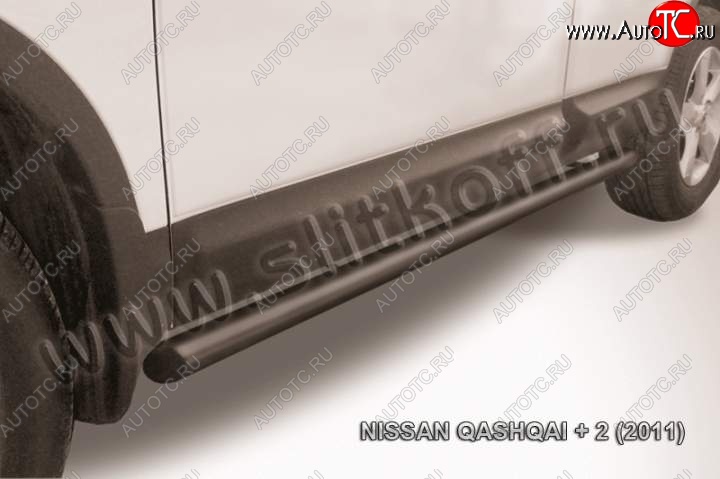 8 549 р. Защита порогов Slitkoff  Nissan Qashqai +2  1 (2010-2014) (Цвет: серебристый)  с доставкой в г. Калуга