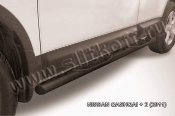 8 999 р. Защита порогов Slitkoff  Nissan Qashqai +2  1 (2010-2014) (Цвет: серебристый)  с доставкой в г. Калуга. Увеличить фотографию 1