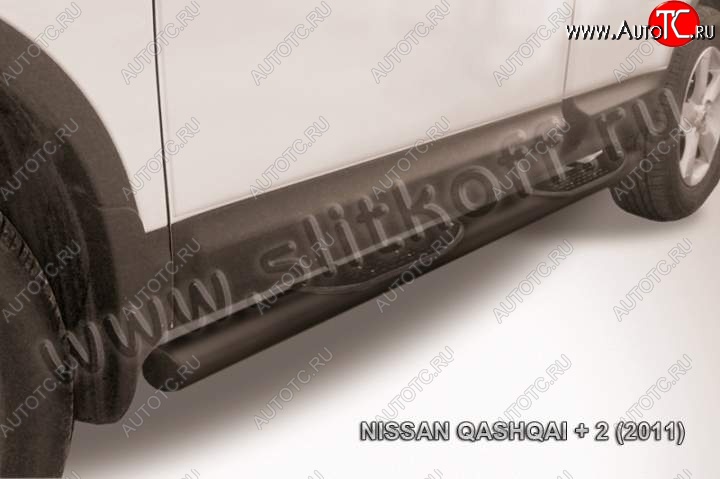 10 699 р. Защита порогов Slitkoff  Nissan Qashqai +2  1 (2010-2014) (Цвет: серебристый)  с доставкой в г. Калуга
