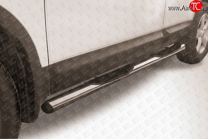 21 549 р. Защита порогов из трубы d76 мм с пластиковыми вставками для ног Slitkoff Nissan Qashqai +2 1 J10 рестайлинг (2010-2014) (Нержавейка, Полированная)  с доставкой в г. Калуга