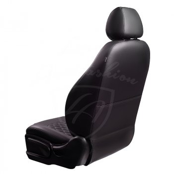 9 249 р. Чехлы для сидений Lord Autofashion Турин Ромб (экокожа)  Nissan Tiida Latio  C11 (2004-2012) (Черный, вставка черная, строчка черная)  с доставкой в г. Калуга. Увеличить фотографию 3