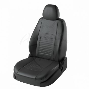 Чехлы для сидений (N16/B10) Lord Autofashion Турин (экокожа, раздельная спинка) Nissan Almera седан N16 дорестайлинг (2000-2003)  (Чёрный, вставка чёрная)