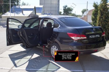 579 р. Накладки на внутренние пороги задних дверей (шагрень) RA  Nissan Almera  седан (2012-2019)  с доставкой в г. Калуга. Увеличить фотографию 2