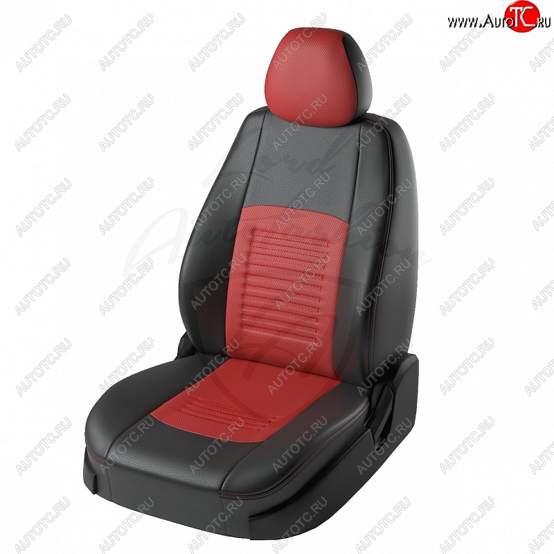 8 749 р. Чехлы для сидений (G11/G15) Lord Autofashion Турин (экокожа, раздельная спинка)  Nissan Almera  седан (2012-2019) (Чёрный, вставка красная)  с доставкой в г. Калуга