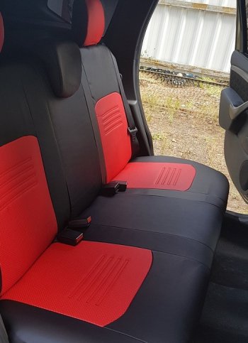 8 749 р. Чехлы для сидений (G11/G15) Lord Autofashion Турин (экокожа, раздельная спинка) Nissan Almera седан G15 (2012-2019) (Чёрный, вставка красная)  с доставкой в г. Калуга. Увеличить фотографию 4