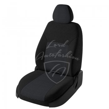 Чехлы для сидений Lord Autofashion Дублин (жаккард, раздельная спинка) Nissan Almera седан G15 (2012-2019)  (Черный, вставка Прямоугольник черный)