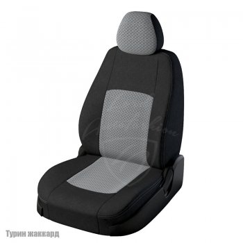 Чехлы для сидений Lord Autofashion Турин (жаккард, сплошная спинка) Nissan Almera седан G15 (2012-2019)  (Черный, вставка Тропик)