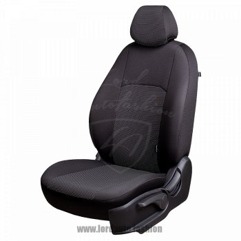 Чехлы для сидений Lord Autofashion Дублин (жаккард, сплошная спинка). Nissan Almera Classic седан B10 (2006-2013)  (Черный, вставка Ёж Белый)