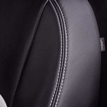 8 749 р. Чехлы для сидений Lord Autofashion Турин (экокожа, сплошная спинка, 3 Г-образных подголовника)  Nissan Almera Classic  седан (2006-2013) (Черный, вставка белая)  с доставкой в г. Калуга. Увеличить фотографию 4