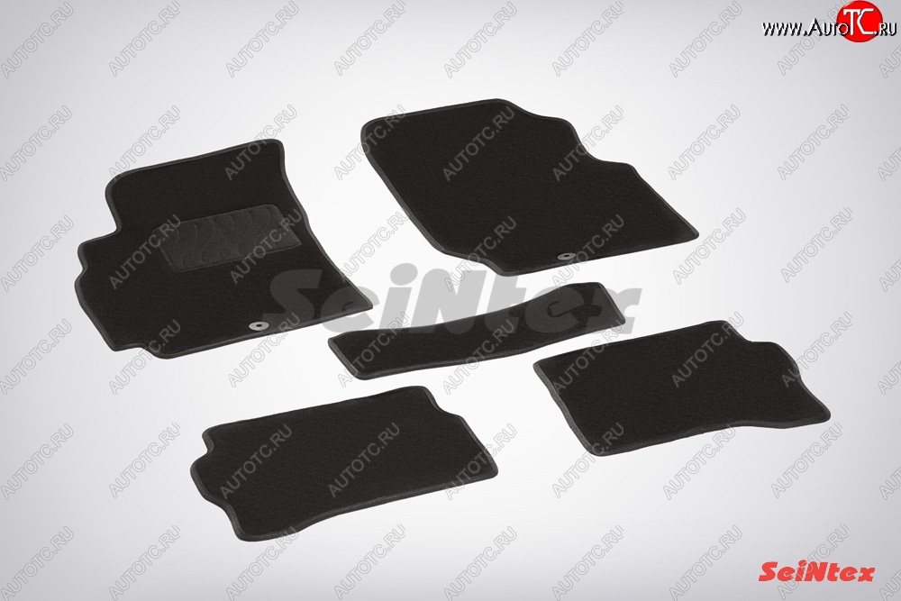 2 599 р. Комплект ворсовых ковриков в салон LUX Seintex Nissan Almera Classic седан B10 (2006-2013) (Чёрный)  с доставкой в г. Калуга