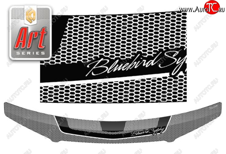 2 349 р. Дефлектор капота CA-Plastiс  Nissan Bluebird Sylphy  седан (2000-2003) (Серия Art черная)  с доставкой в г. Калуга
